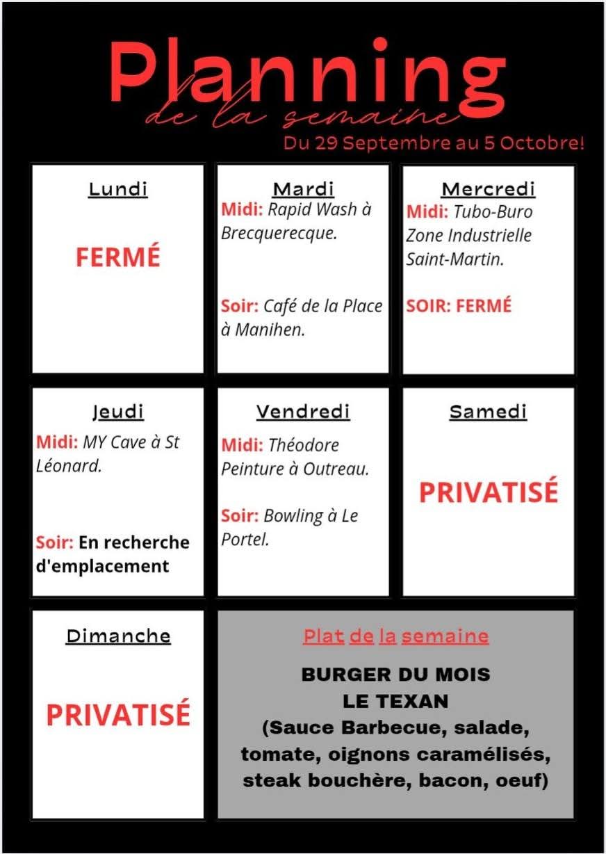 Retrouvé nous chaque semaine sur nos emplacements !!